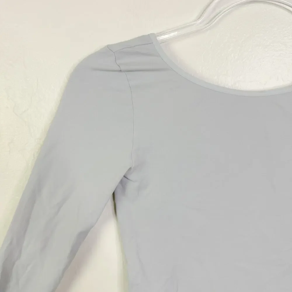Free People Intimately Slim Fit Low-Back Seamless Long Sleeve Top Light Blue M/L